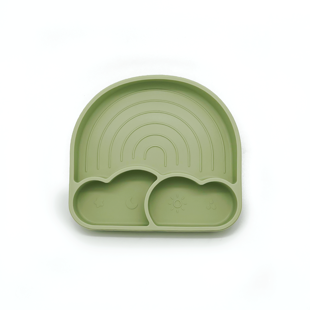 Plato en Forma de Arcoiris de Silicon con 3 Divisiones | Blue